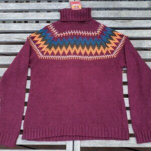 Rue21 TwentyOne Jeans knit wool sweater turtleneck chevron vintage 70s retro